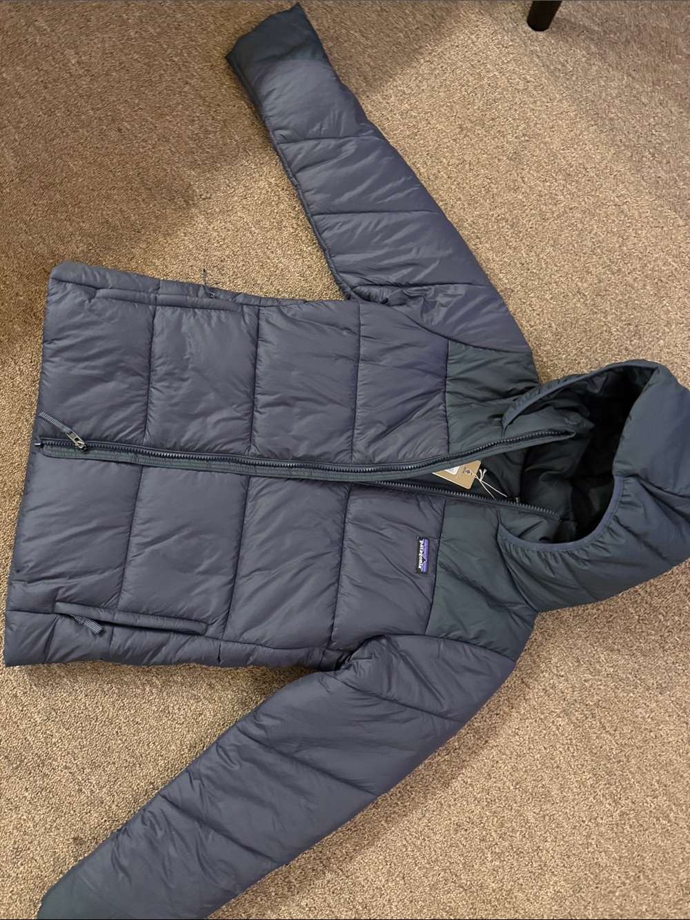 Patagonia Kids Dark Blue Quilted Puffer Jacket with Hood-New with Tags